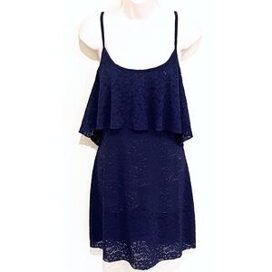 🆕 Betsey Johnson blue lace scoop neck mini dress floral lace pullover